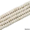 Faceted white howlite rondelle stone beads 8x4mm for DIY jewelry making - Faceted Flat Bead Style (34款) / 8x4mm (1 String/Pack, Approx 80 Pcs) / White Texture