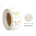White and gold Thank You roll stickers with 1 inch diameter for gift packaging - White Base Gold Lettering Handwritten Thank You