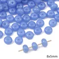 Perline di vetro azzurre 8x5mm a forma di rondella per gioielli fai-da-te - Perla Rondelle in Vetro Tinta Unita / 8x5mm (20 Pezzi/Confezione, Foro circa 1mm) / Blu