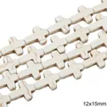 White howlite cross-shaped loose beads 12x15mm with brown marble texture for DIY jewelry - Cross Shape Style (35款) / 12x15mm (1 String/Pack, Approx 25 Pcs) / White Texture
