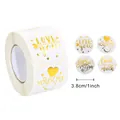 3.8cm round gold foil Valentine stickers in LOVE and Happy Valentine's Day designs - Holiday Mixed Style White Base Gold Lettering