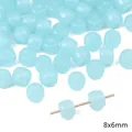 Perline di vetro traslucido azzurro 8x6mm per accessori per gioielli fai da te - Perla a Barile in Vetro Tinta Unita / 8x6mm (20 Pezzi/Confezione, Foro circa 1mm) / Azzurro