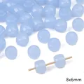 Perline di vetro azzurro 8x6mm a forma di botte per la creazione di gioielli fai-da-te - Perla a Barile in Vetro Tinta Unita / 8x6mm (20 Pezzi/Confezione, Foro circa 1mm) / Blu
