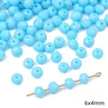 Perle in vetro sfaccettato blu cielo 6x4mm per creazione gioielli e fai da te - Perla a Ruota in Vetro Tinta Unita / 6x4mm (20 Pezzi/Confezione, Foro circa 1mm) / Blu