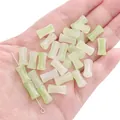 Bamboo shaped glass beads with light green gradient and gold foil for DIY jewelry - Spring Day