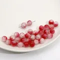 Perle in vetro craquelé rosa e rosso per la creazione di gioielli e accessori fai da te - 10mm / Rosso