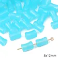 Perline a barilotto in vetro blu chiaro 8x12mm per accessori gioielli DIY - Perla in Vetro Stile Bamboo Gelatina / 8x12mm (20 Pezzi/Confezione, Foro circa 1mm) / Blu