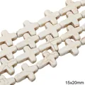 White marble texture cross beads 15x20mm for DIY jewelry making and bracelets - Long Cross Style (40款) / 15x20mm (1 String/Pack, Approx 19 Pcs) / White Texture