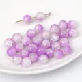Perle di vetro craquelé viola e bianco per gioielli fai-da-te con spillo dorato - 10mm / Viola