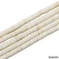2x4mm natural ivory white stone cylinder spacer beads for handmade DIY jewelry - Flat Cylinder Style (43款) / 2x4mm (1 String/Pack, Approx 184 Pcs) / White Texture