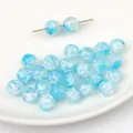 Perline rotonde in vetro blu con effetto ghiaccio crepato per creazione di gioielli fai-da-te - 10mm / Azzurro