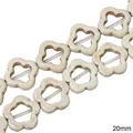20mm ivory flower natural stone beads with brown marble texture for DIY jewelry making - Hollow Flower Style (54款) / 20mm (1 String/Pack, Approx 22 Pcs) / White Texture