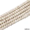 White synthetic turquoise 4x6mm cylinder beads with natural brown marble texture for DIY - Abacus Bead Style (45款) / 4x6mm (1 String/Pack, Approx 90 Pcs) / White Texture