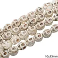 10x13mm white crackle turquoise skull beads for DIY bracelet and jewelry making - Large Skull Style (52款) / 10x13mm (1 String/Pack, Approx 30 Pcs) / White Texture