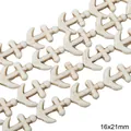 Anchor-shaped beads in beige marble finish, 16x21mm synthetic stone for DIY jewelry - Anchor Shape Style (53款) / 16x21mm (1 String/Pack, Approx 18 Pcs) / White Texture