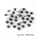 Self-adhesive 8mm black and white googly eyes for DIY toys, 300 pieces per bag - 8mm Diameter (300pcs/Bag)