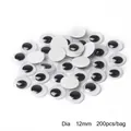 Ojos móviles adhesivos para manualidades DIY, diámetro 12mm, bolsa de 200 unidades - Diámetro 12mm (200 uds/bolsa)