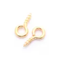 Pair of small golden screw eye hooks for DIY jewelry making and hanging projects - Small Style / Gold