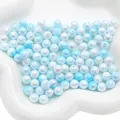 Perles rondes en acrylique bleu clair irisé pour la création de bijoux DIY - 4mm (Environ 10g/360pcs) / Série Bleue