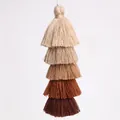 Five-layer gradient cotton tassel pendant in shades of beige, camel and deep coffee brown - Coffee Brown Gradient