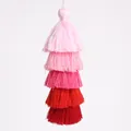 Five-tier gradient red cotton tassel pendant with hanging loop for DIY jewelry crafts - Pink Gradient