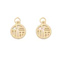 Deux pendentifs Fu dorés évidés pour la fabrication de bijoux faits à la main - Fu (Style 14) Or Mat