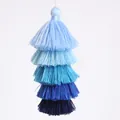 Five-layer blue gradient tassel charm made of silky thread with white hanging rope - Style 15 (FXO030-MT10) / Blue Gradient