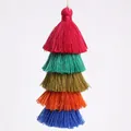 Five-tier layered tassels in pink green khaki orange and blue for DIY craft - Style 16 (FXO030-MT10) / Red Green Orange Blue Gradient