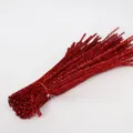 Sparkling bright red metallic tinsel pipe cleaners for creative DIY holiday crafts - 5mm x 30cm / Red (Glitter)