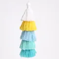 Five-layer gradient tassel pendant in white yellow blue mint green and teal cotton - White Yellow Blue Green Gradient