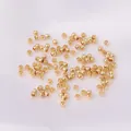Pequeñas cuentas cilíndricas huecas de oro de 14k para la creación de joyas DIY - 2mm (Agujero 1mm) 100 piezas / Chapado en Oro de 14K