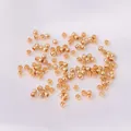 Cuentas espaciadoras cilíndricas de metal dorado pulido para joyería DIY en satén - 2mm (Agujero 1mm) 100 piezas / Chapado en Oro 18K