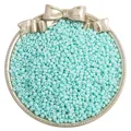 Pale blue matte glass seed beads in a decorative silver tray for DIY jewelry making - Lake Blue