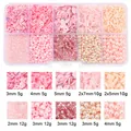 Pink and pearl DIY jewelry bead set in a 10-compartment transparent storage box - 10-Grid Bead Material Kit / Pink Series