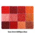 3mm glass seed bead set in 12-grid storage box for DIY jewelry making in warm red tones - 12-Grid Bead Collection / Red Series