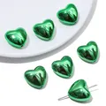 Polierte grüne metallische Herzperlen mit Loch für DIY-Schmuckherstellung - 20x18mm Blende 1.5mm / Grün