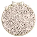 Matte beige glass seed beads for DIY jewelry making in elegant gold-edged bowl - Gray