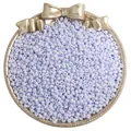 Matte light purple glass seed beads for DIY jewelry displayed in a vintage golden tray - Blue