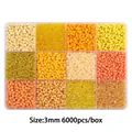 DIY bead set with 3mm yellow and orange glass seed beads in a 12-slot storage box - 12-Grid Bead Collection / Yellow Series