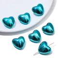 Cuentas espaciadoras de acrílico en forma de corazón azul lago metálico para joyas - 20x18mm Apertura 1.5mm / Azul