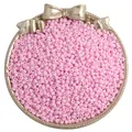 Pink frosted glass seed beads in golden display tray for jewelry making and DIY crafts - Bright Fuchsia