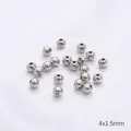 Polished silver 14k white gold beads 4x1.5mm size for DIY bracelet jewelry making - 4mm (Hole 1.5mm) 100 Pieces / White Gold