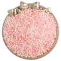 Pink and white matte round seed beads for DIY jewelry making in a decorative tray - Pink + White