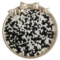 Matte black and white glass beads for DIY jewelry displayed on a silver tray - Black + White