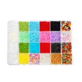24-Gitter-Glasperlen-Set für DIY-Schmuck in einer transparenten Organizer-Box - 3mm Seed Bead Kit (Approx. 12000 Pieces) / bunt
