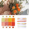 8-grid DIY jewelry bead set with orange gradient seed beads and alphabet charms - 8-Grid Painted Bead Kit / Yellow Series