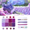 DIY bead set in purple and pink shades with an 8-grid organizer for handmade jewelry - 8-Grid Painted Bead Kit / Purple Series