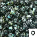 12mm black acrylic floral beads with blue and yellow ink splatters for DIY jewelry - 12mm / 30Pcs Pack / Black