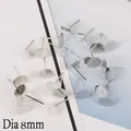 Flache Ohrstecker für DIY-Schmuckherstellung mit 8mm Durchmesser silbernen Basisstiften - 8mm (Silber)