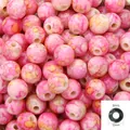 Pink and yellow 12mm marble acrylic round beads for DIY handmade jewelry crafts - 12mm / 30Pcs Pack / Pink